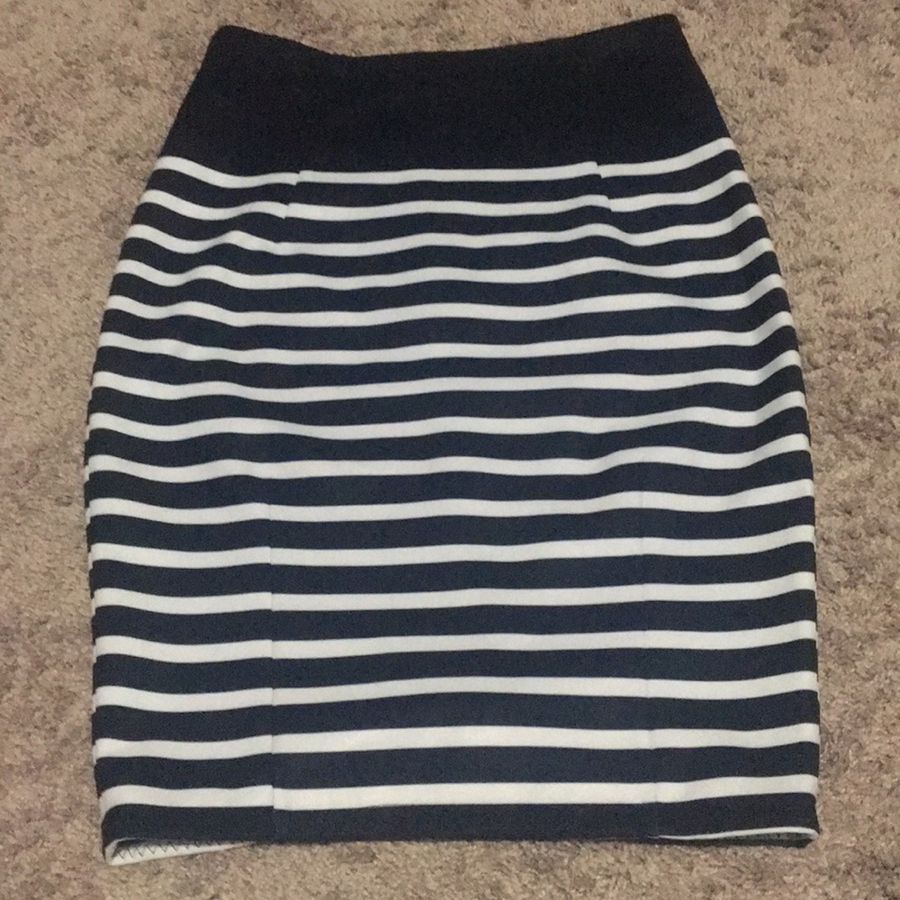 Dark Blue & White Pencil Skirt